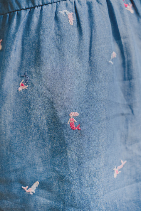 Robe - Indigo broderies sirène - Image principale