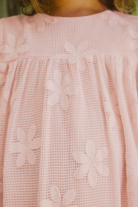 Vestito - Rosa antico Ricamo fiori - Image principale