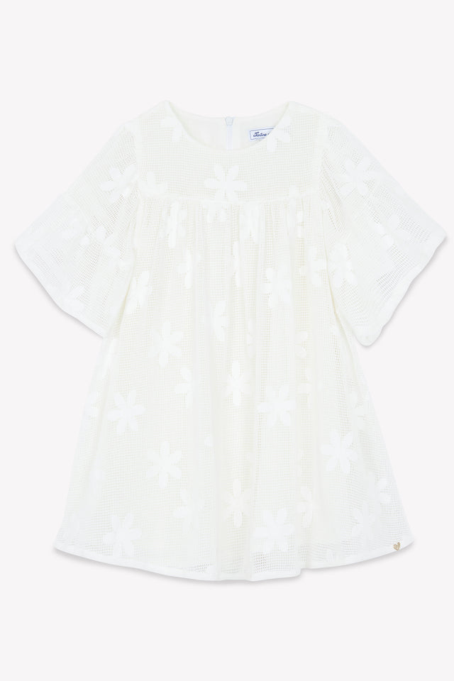 Kleid – ecru Stickerei Blumen - Image principale