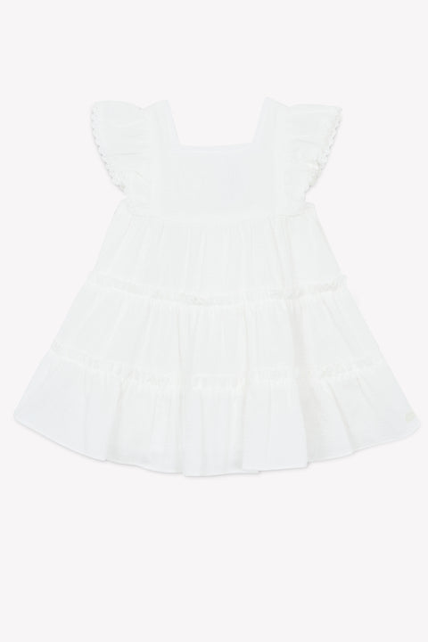 Vestido - Blanco flores tono sobre tono - Image principale