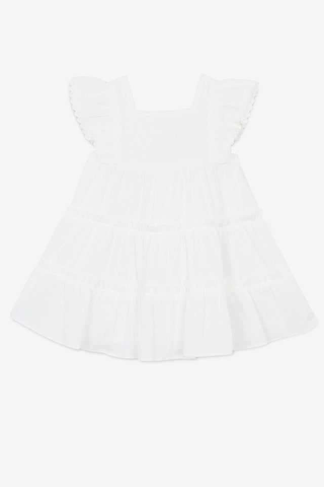 Kleid - Weiss Ton-in-Ton-Blumen - Image principale