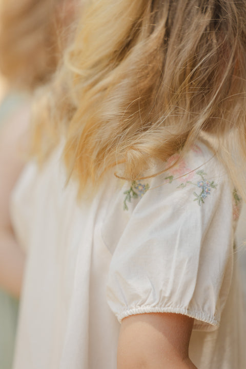Robe - Rose pâle broderie fleurie - Image principale