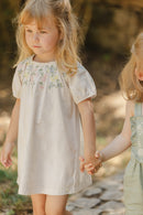 Robe - Rose pâle broderie fleurie