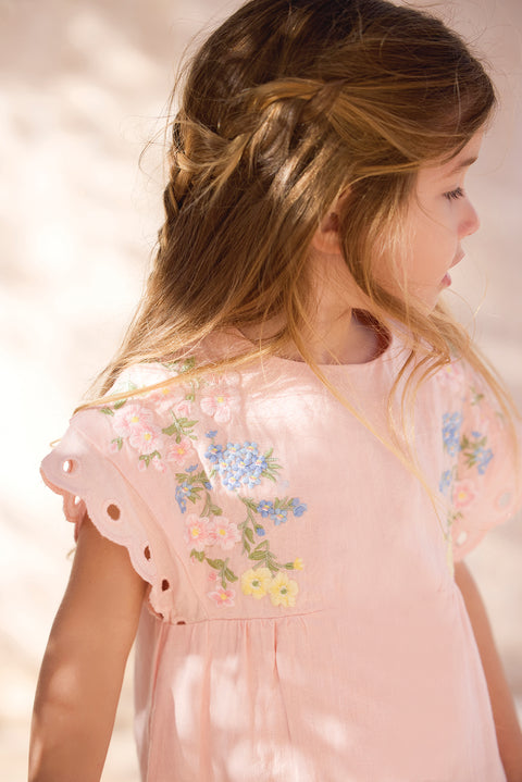 Robe - Pivoine lin broderie fleurie - Image principale