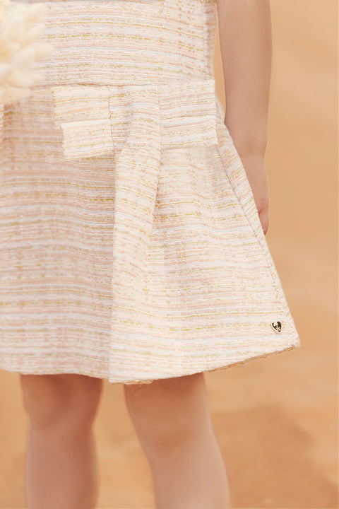 Robe - écru tweed détail nœud - Image principale