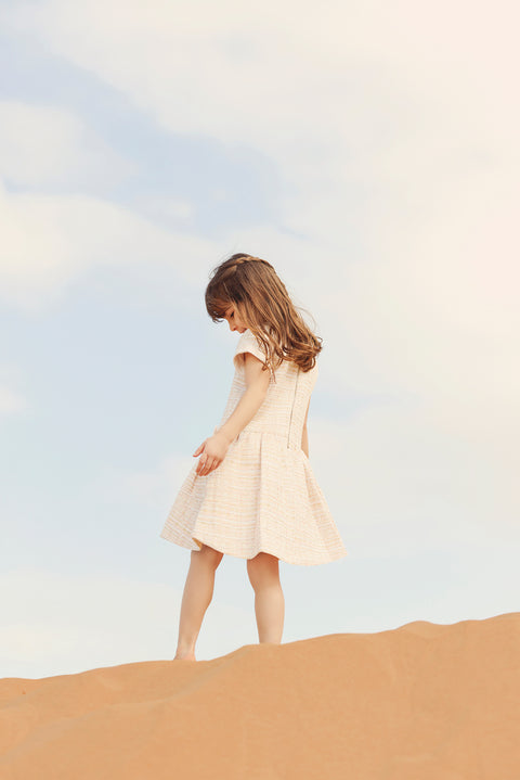 Robe - écru tweed détail nœud - Image principale