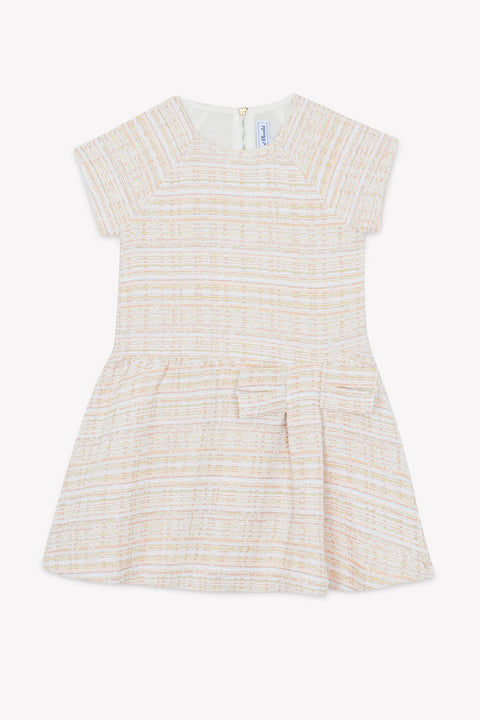 Robe - écru tweed détail nœud - Image principale