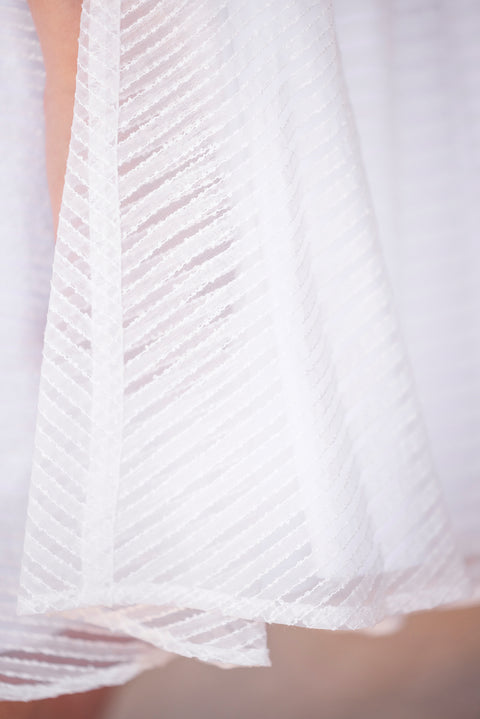 Robe - Blanc rayures bi-matière - Image principale