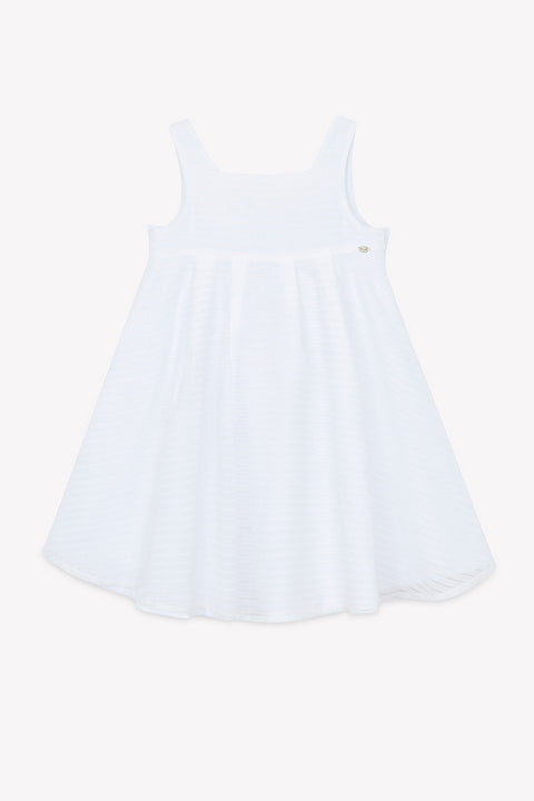Vestido - Blanco Rayas bimaterial - Image principale