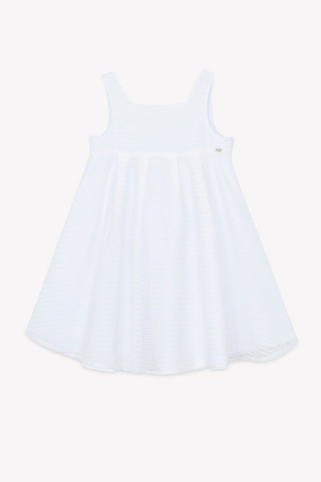 Kleid - Weiss Streifens Bi-Material - Image principale