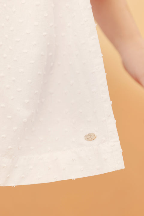 Vestito - Bianco tessuto grembiule Tessuto leggero - Image principale