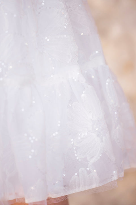 Robe - Blanc fleurs pailletées - Image principale