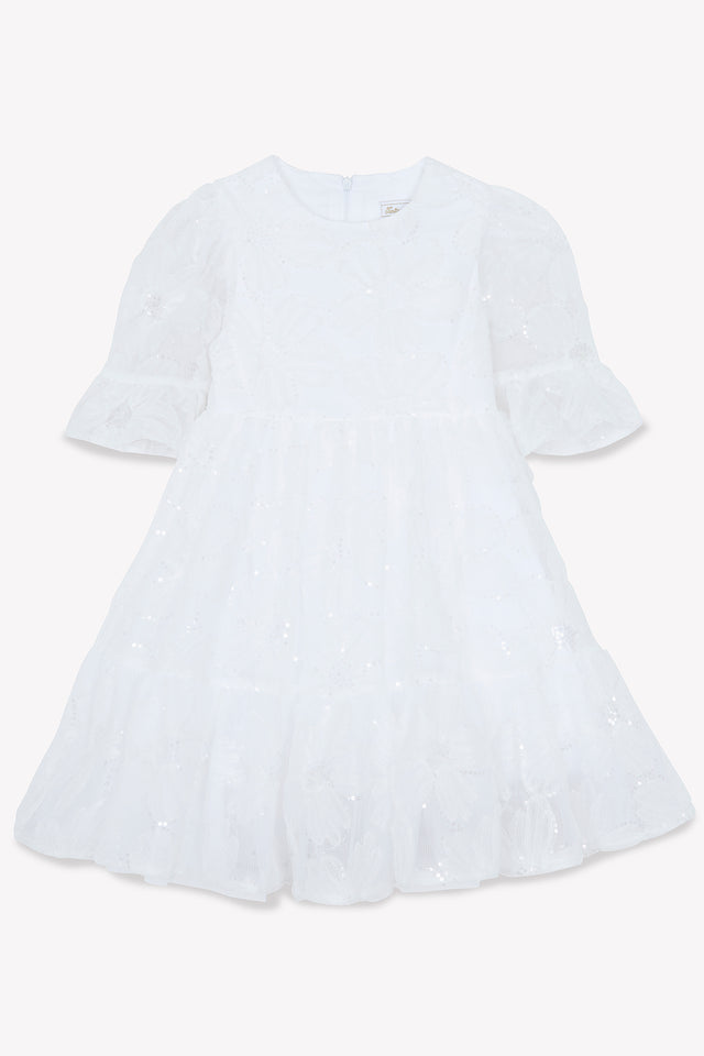 Kleid - Weiss Glitzerblumen - Image principale