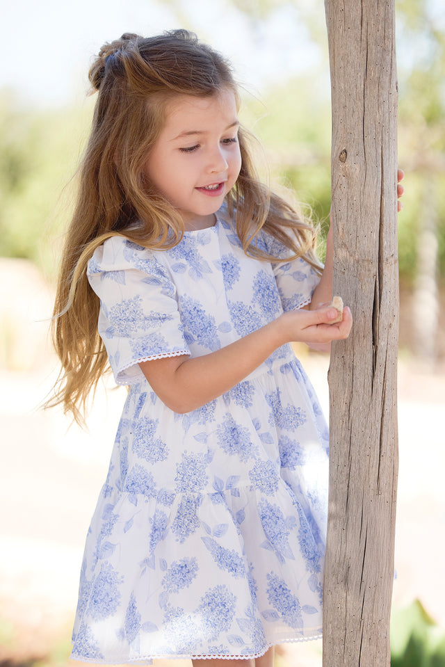 Robe - Bleu lavé imprimé fleuri - Image principale