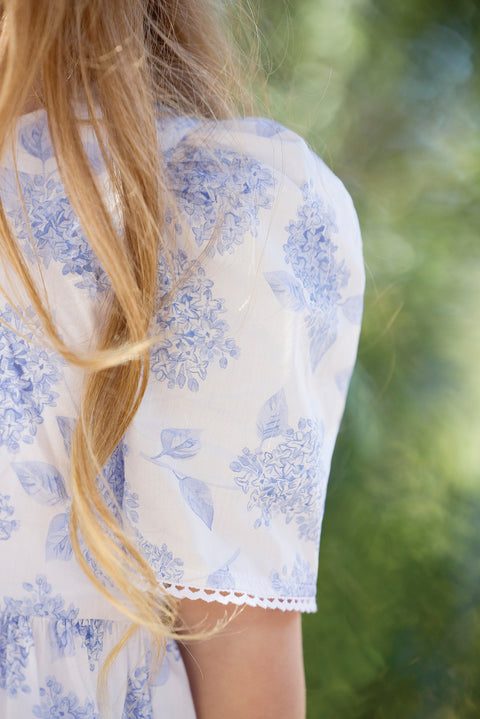 Robe - Bleu lavé imprimé fleuri - Image principale