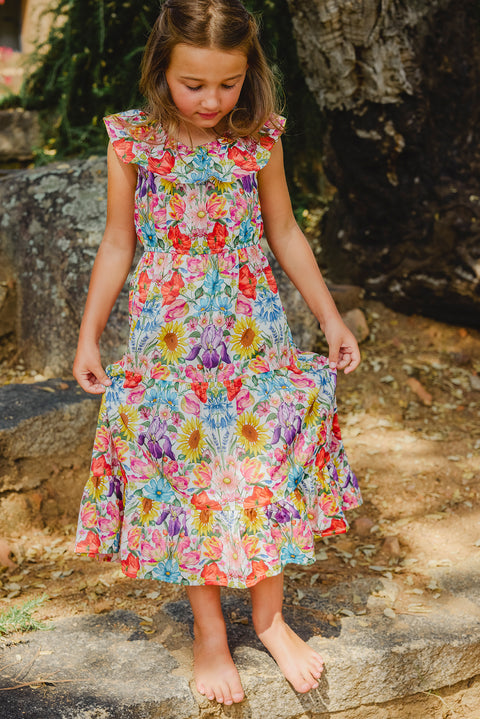Robe - Multicolore tissu liberty - Image principale