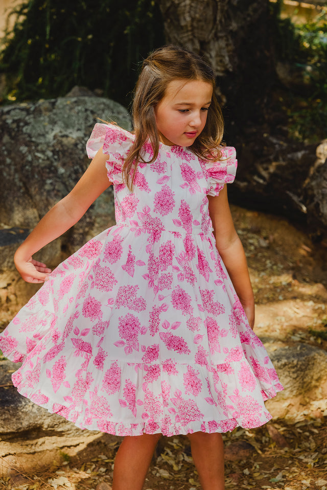 Robe - Rose vif imprimé fleuri - Image principale