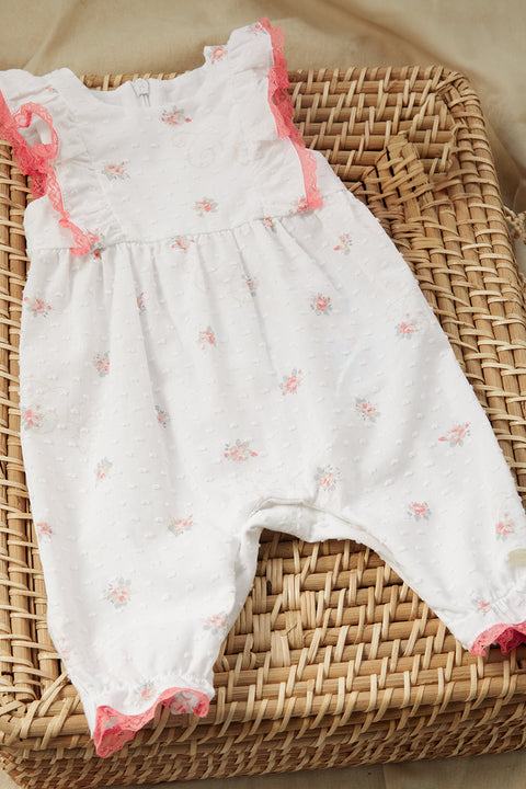 Langer Overall - Weiss Stoff Plumetis - Image principale