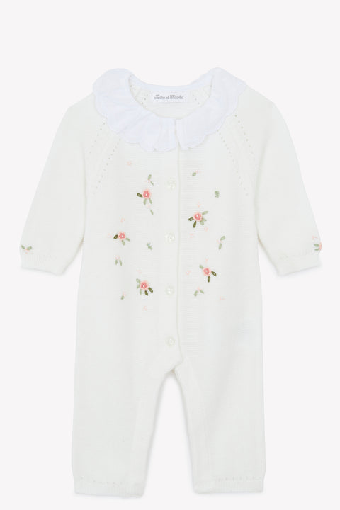 Langer Overall - Weiss Stickerei blumig - Image principale