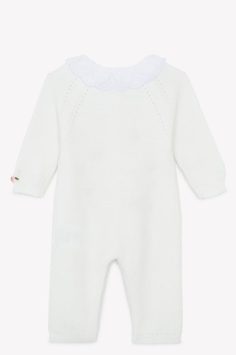 Langer Overall - Weiss Stickerei blumig - Image principale