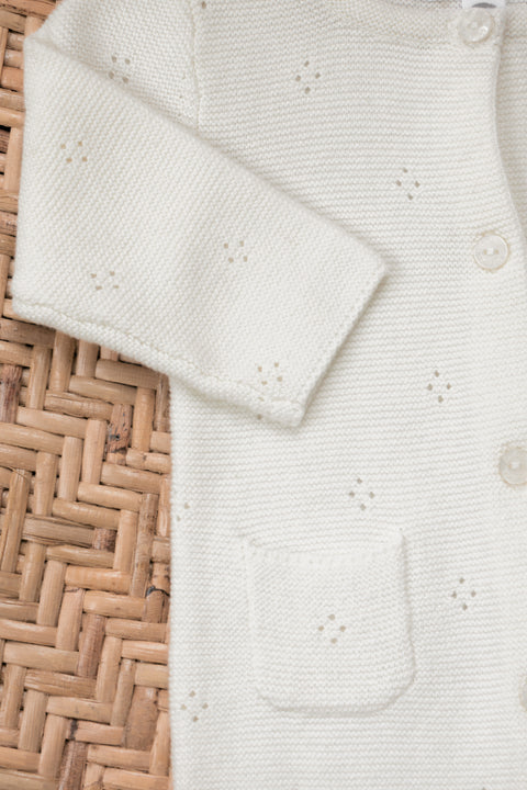 Langer Overall – ecru Strickwaren durchbrochen - Image principale