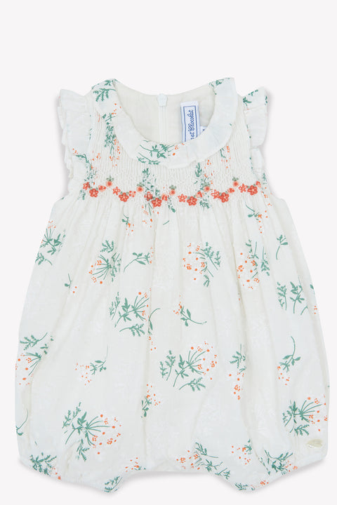 Combinaison courte - Blanc smock imprimé fleuri - Image principale