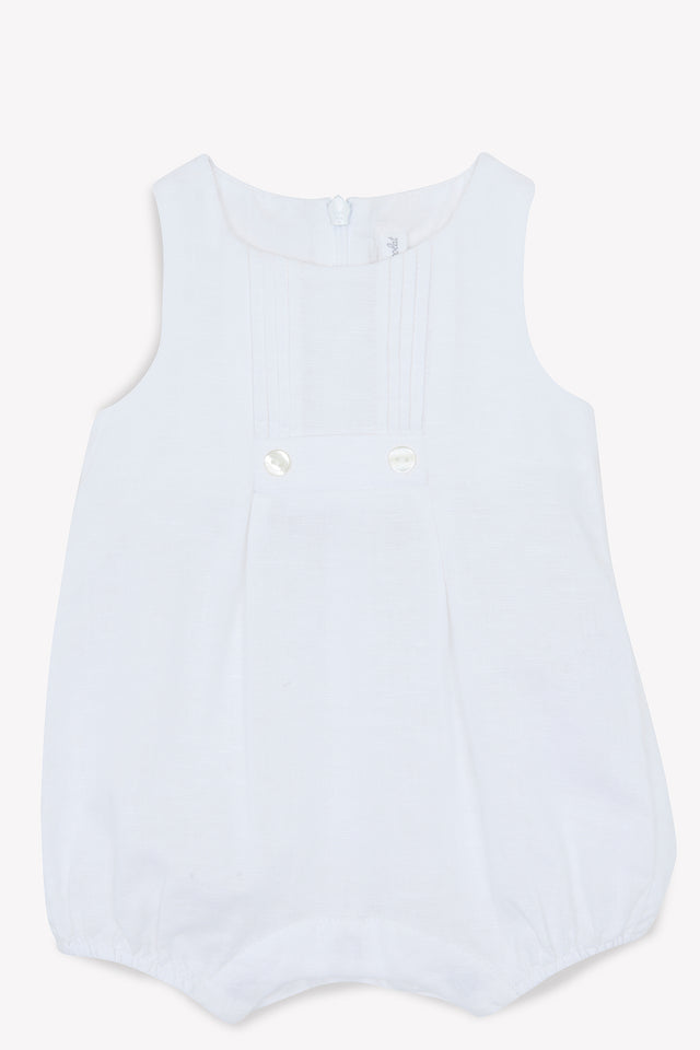 Kurzer Overall - Weiss Leinen - Image principale