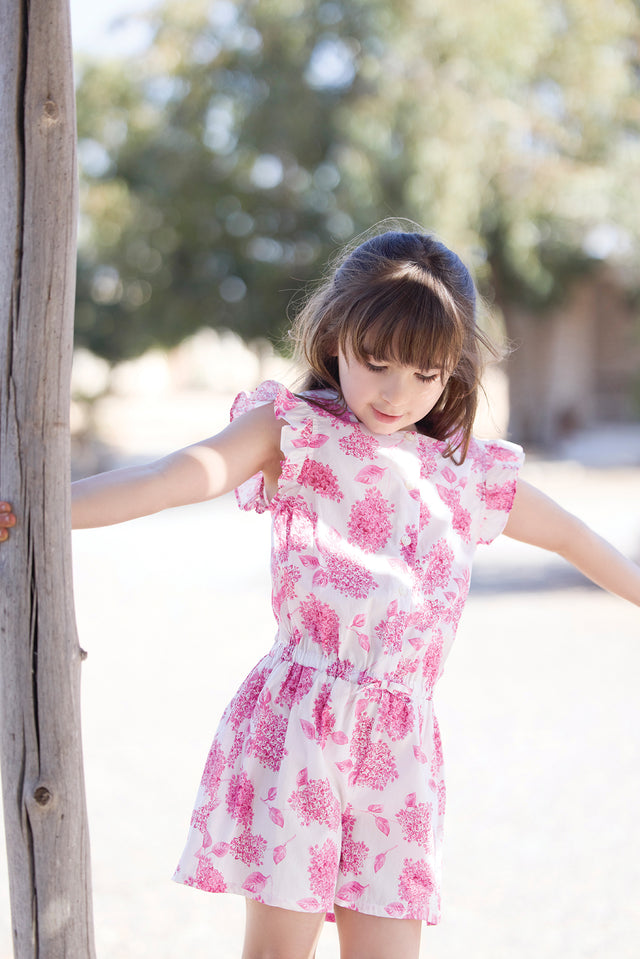 Combinaison courte - Rose vif imprimé fleuri - Image principale