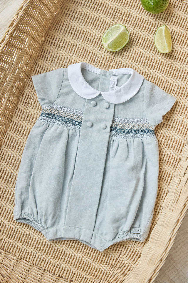 Kurzer Overall - Blau himmlisch Leinen GesticktTh - Image principale