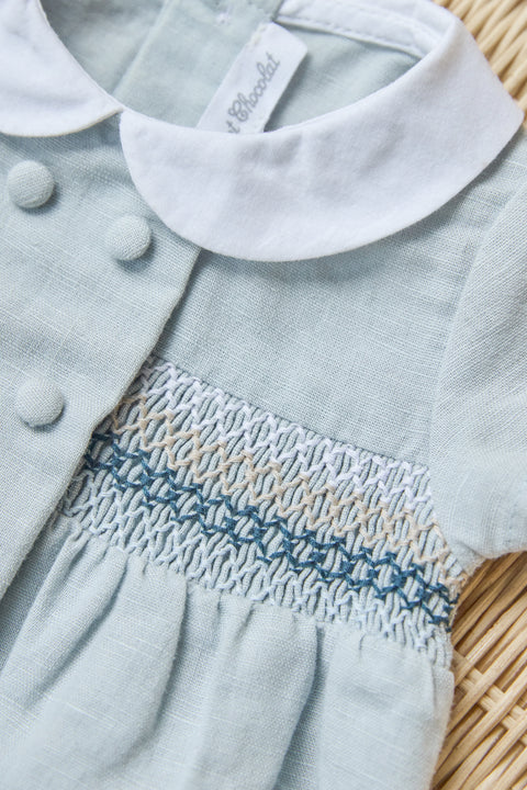 Kurzer Overall - Blau himmlisch Leinen GesticktTh - Image principale