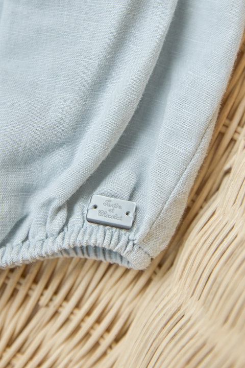 Kurzer Overall - Blau himmlisch Leinen GesticktTh - Image principale