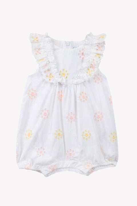 Combinaison courte - Blanc broderie fleurie ajourée - Image principale