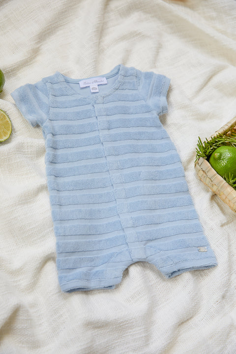 Completo breve - Blu celeste Righe bimateriale - Image principale