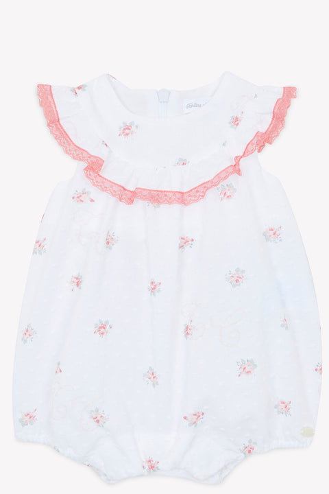 Kurzer Overall - Weiss Stoff Plumetis - Image principale
