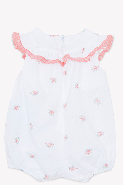 Kurzer Overall - Weiss Stoff Plumetis - Image principale