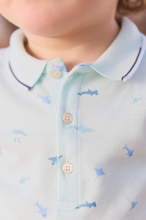 Combinaison courte - Aqua illustration requins - Image principale