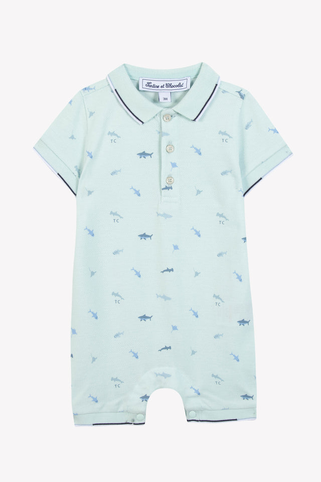 Kurzer Overall - Aqua Illustration Haie - Image principale
