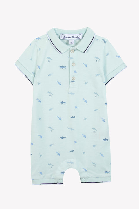 Combinaison courte - Aqua illustration requins - Image principale