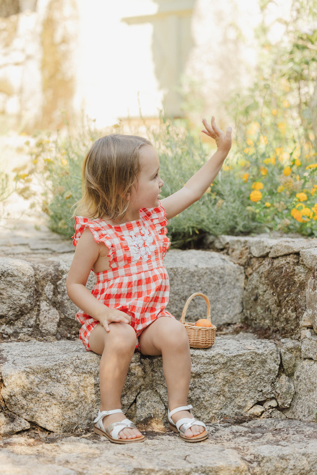 Kurzer Overall - Poppy Zweifarbiges Gingham - Image principale