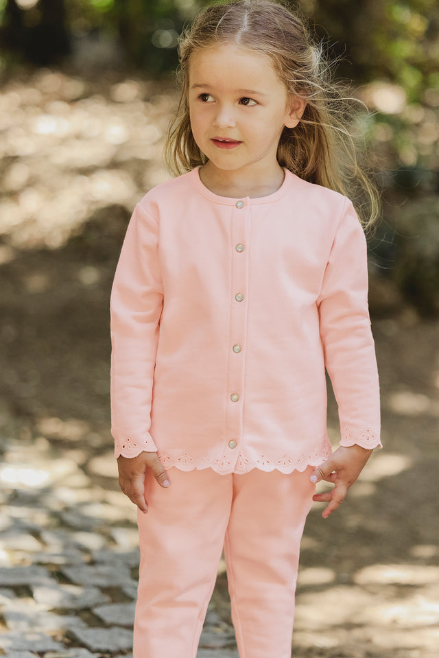 Ensemble jogging - Rose pâle motif ajouré - Image principale