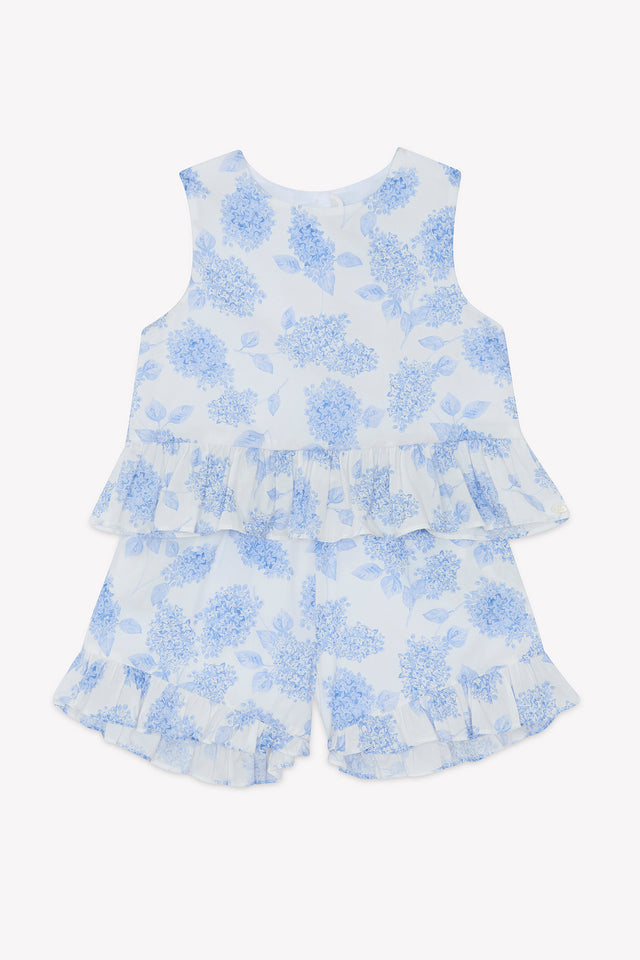 Outfit short - Blue washed Print flowery - Image principale