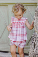 Outfit short - Coral Check smock