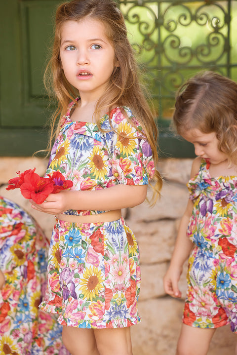 Ensemble court - Multicolore tissu liberty - Image principale