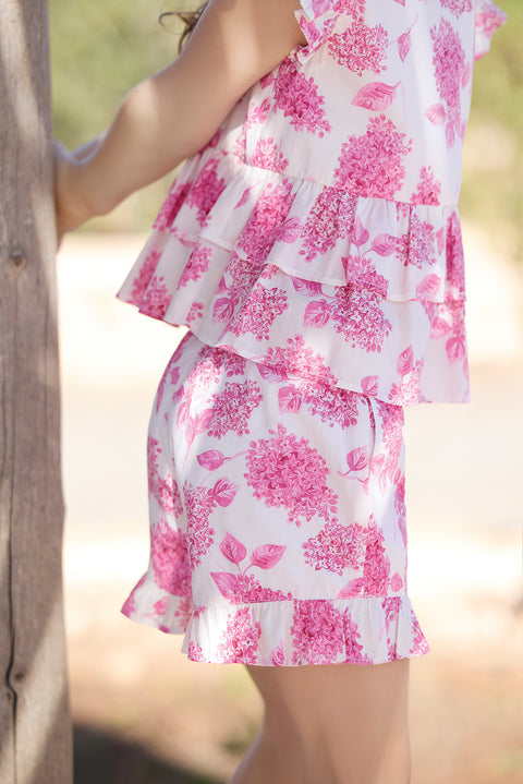 Ensemble court - Rose vif imprimé fleuri - Image principale