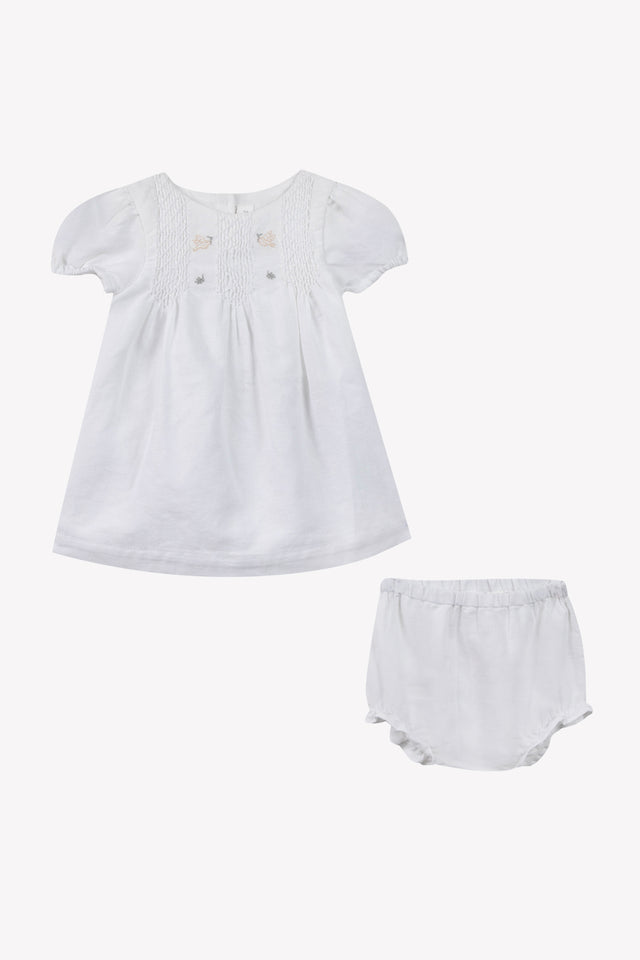Outfit short - White Linen Embrodery flowery - Image principale