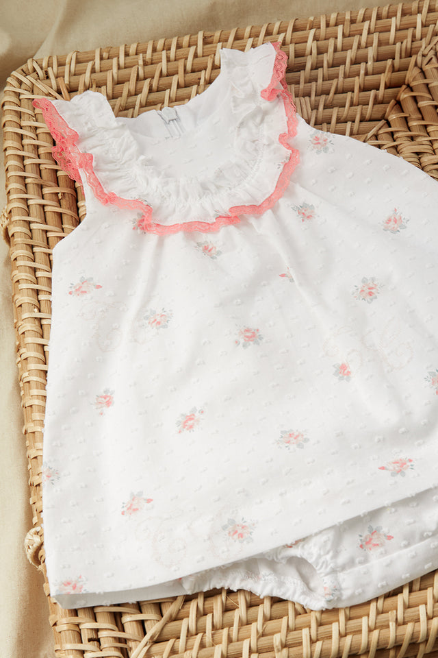 Outfit kurz - Weiss Stoff Plumetis - Image principale