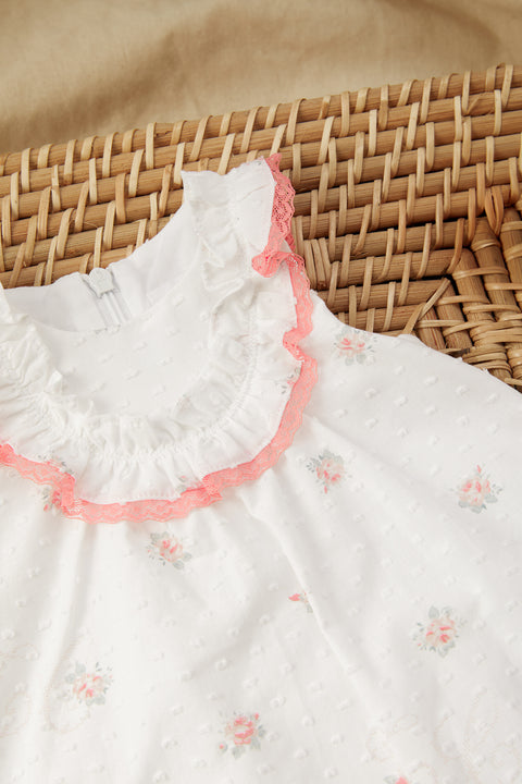 Outfit kurz - Weiss Stoff Plumetis - Image principale