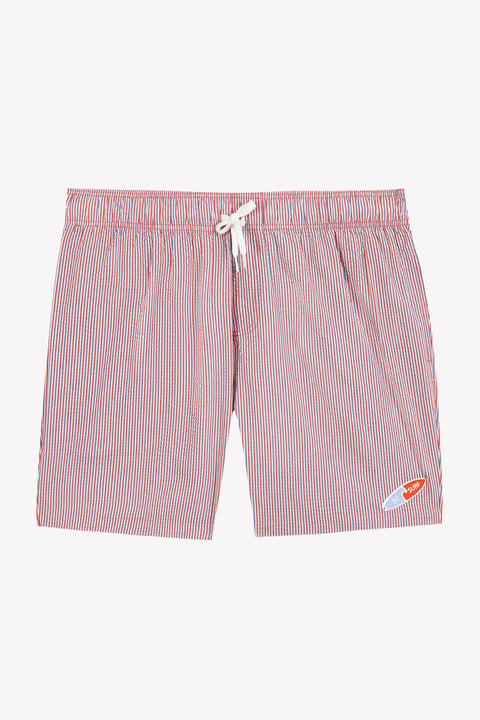 Traje de baño Hombres - Naranja picante Rayas - Image principale
