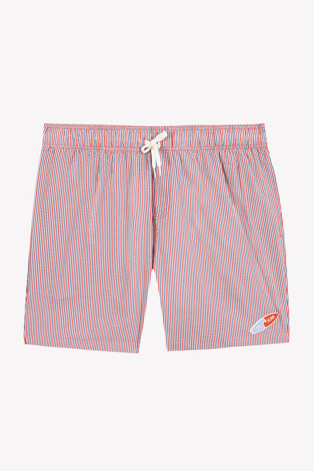 Traje de baño Hombres - Naranja picante Rayas - Image principale