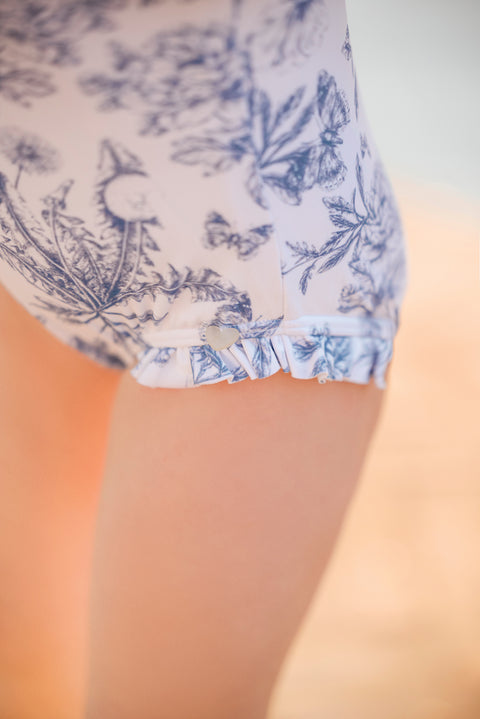 Maillot de bain - Bleu vif imprimé inspiration Toile de Jouy - Image principale
